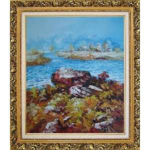  Limpid Water In Autumn Oil Painting, with Ornate Antique 