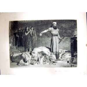    1896 ART JOURNAL KINGS LIBATION LIONS WILD ANIMALS