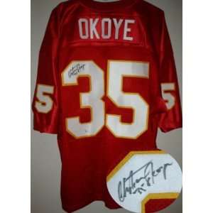 Christian Okoye Signed Kansas City Chiefs Jersey:  Sports 