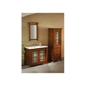   Bathroom Vanity Set W/ Ceramic Vessel Sink, Stone Counter, Linen Tower