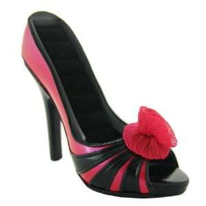  Glossy Rose High Heel Shoe Ring Holder Hot Pink 5x2x4 