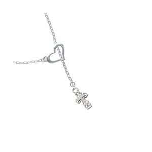  Cross with Lace Border Heart Lariat Charm Necklace Arts 