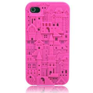  Hot Pink 3 D Castle Silicone Case for Iphone 4 & 4S Cell 