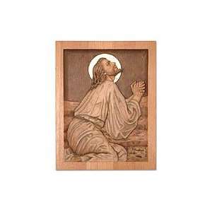  NOVICA Cedar wood panel, Christs Prayer on His Knees 