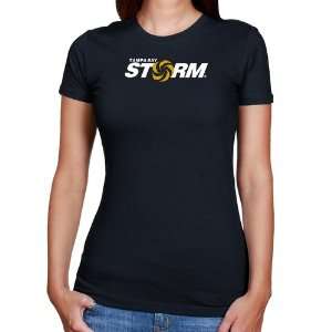  AFL Tampa Bay Storm Ladies Navy Blue Team Logo Slim Fit T 