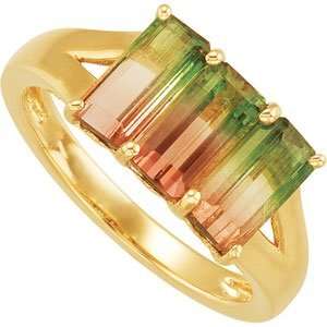   Gold Genuine Bi color Tourmaline Ring 8x4mm   JewelryWeb Jewelry