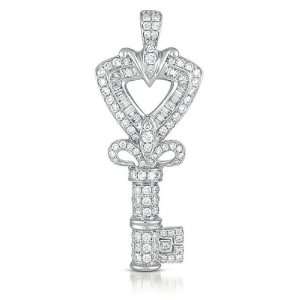    14k 1.46 Dwt Diamond White Gold Key Charm   JewelryWeb: Jewelry