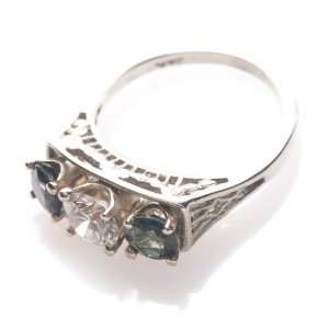  Vintage Retro 1.85 Carat Diamond Sapphire Filigree Ring Jewelry