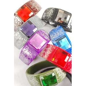    Set of 4 Plastic Bangles with Faux Crystal: Everything Else