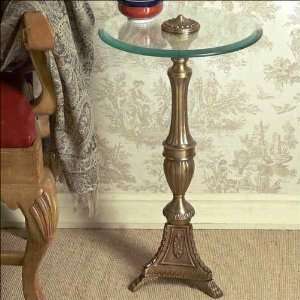  W593   Antique Brass Table with Beveled Glass Top
