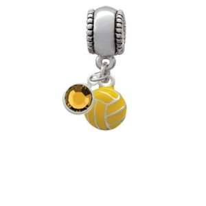  Mini Water Polo Ball European Charm Bead Hanger with Topaz 