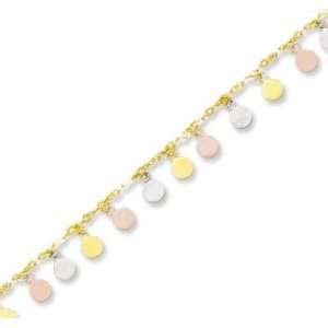    14k Tri Tone Gold Multi Circle Fashion Ankle Bracelet: Jewelry