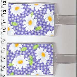   of 2 Oversize Luggage Tags Daisy Daisies Blue Flower 