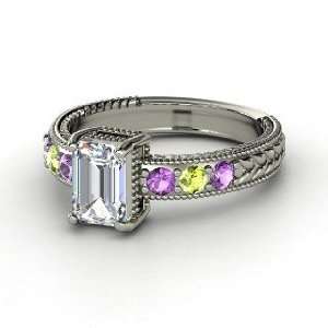  Emerald Isle Ring, Emerald Cut Diamond Platinum Ring with 