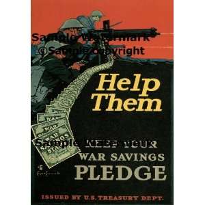 Help Them Keep Your War Savings Pledge Gun Machine Soldiers American 