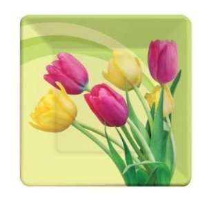   Tulips 7 inch Square Paper Plates 8 per Pack: Kitchen & Dining