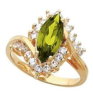  14K Yellow Gold Peridot and Diamond Ring: Jewelry