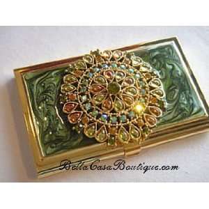  Jeweled Business Card Case Green Elegant Jewels Beauty