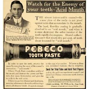  1911 Ad Pebeco Tooth Paste Tube Acid Mouth Teeth Papers 