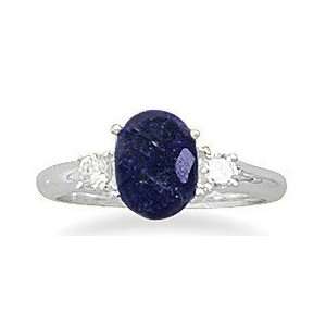  2.25ctw Rough Cut Sapphire Sterling Silver Ring w/Accents 