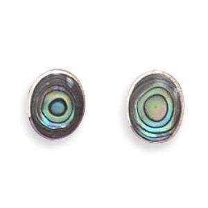  Oval Abalone Shell Sterling Silver Stud Earrings: Jewelry