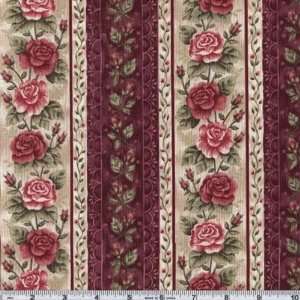  45 Wide Zen Rose Stripe Grape Fabric By The Yard: Arts 