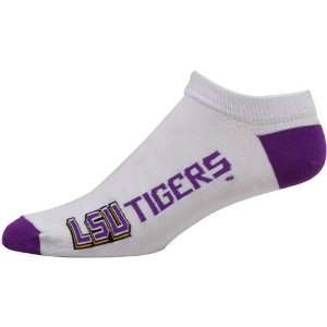  NCAA LSU Tigers White Logo & Name Ankle Socks: Sports 