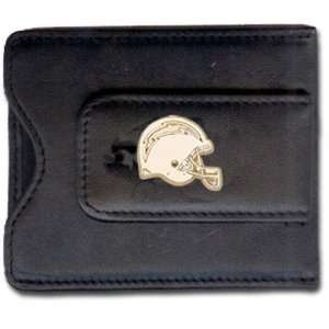 San Diego Chargers Gold Plated Leather Money Clip with Credit Card 