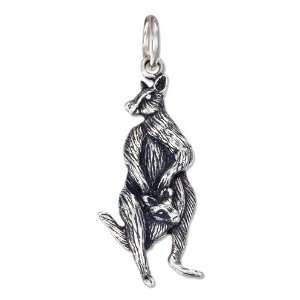 Sterling Silver Antiqued Kangaroo and Baby Charm.: Jewelry