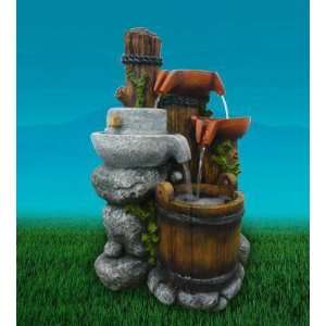    Stone Mill with Basket Indoor Water Fountain