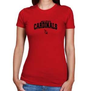   Ball State Cardinals Ladies Red Logo Arch T shirt