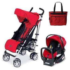   nimble Stroller   Red with Diaper Bag and Chaperone Car Seat Baby