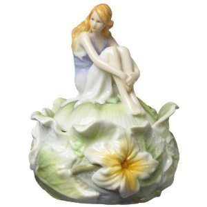  Maiden and Lily Flower Porcelain Trinket Box: Kitchen 