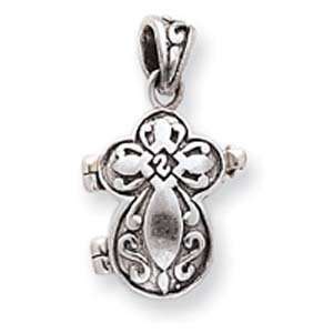  Sterling Silver Cross Prayer Box Pendant Jewelry