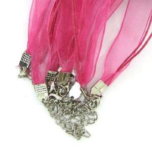  5pcs pink silk ribbon cord necklace 18