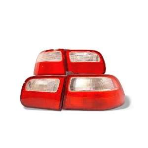    1992 1995 Honda Civic HB Red/Clear SR Tail Lights: Automotive