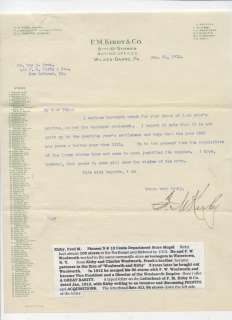 Kirby   F W Woolworth   Partner 1912 RARE letter  