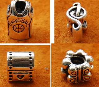 925 Silver Bead CHARM basketball jersey, suitcase, musical note 