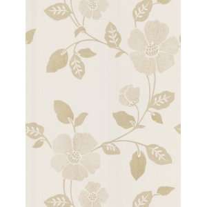   White Neutral Veined Floral Wallpaper, 20.5 Inch by 396 Inch, Cream