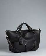 style #317624601 black leather zip pocket large satchel