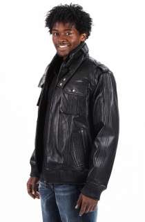   New Black Lambskin Leather Military Hip Hop Urban Bomber Jacket  