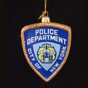   Glass NYPD Police Badge Christmas Ornaments 3.75