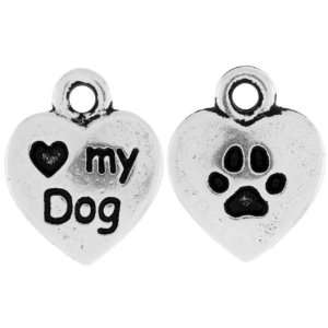   TierraCast® Pewter Antique Silver Love My Dog Charms: Home & Kitchen
