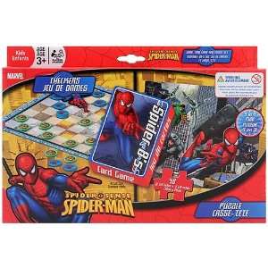   Spider Man 3 in 1 Fun Set [Checkers, Crazy 8s, Puzzle]: Toys & Games