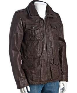 Levis Capital E dark brown leather double collar jacket   up 