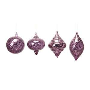   Lavender Crackle Finish Glass Christmas Ornaments 4 Home & Kitchen