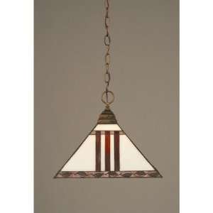   Pendant with Purple and Metal Leaf Tiffany Glass Shade Finish Bronze