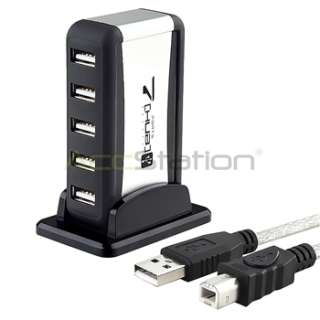 High Speed Port Compact USB Hub With USB Extension Black Silver  