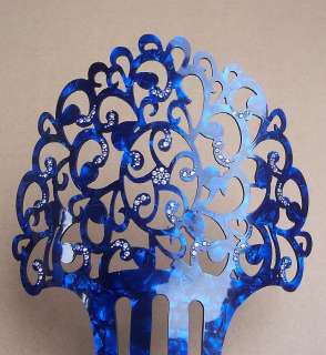 Spanish hair comb, mantilla peineta dark blue interlaced (AW)  
