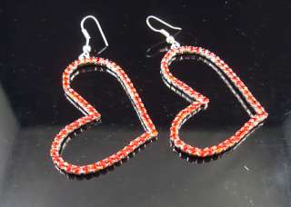 Wholesale 12Pairs Red Heart Crystal Rhinestone Earrings  